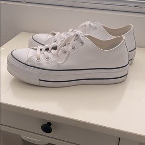 White Leather Platform Converse